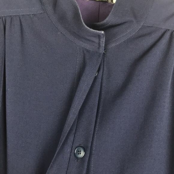 Vintage Rouie Long Sleeve Shirt Dress Button Front Navy Pockets Career Size 8 - Picture 7 of 16
